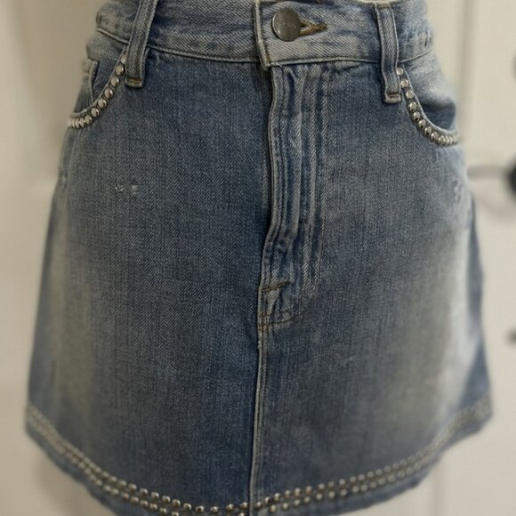 Frame Denim Mini Skirt Size 28 Distressed Studded Y2K Vibes M - Picture 1 of 9